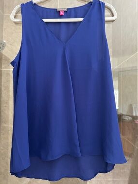Vince Camuto Cobalt Blue V-Neck Sleeveless Layered Tank